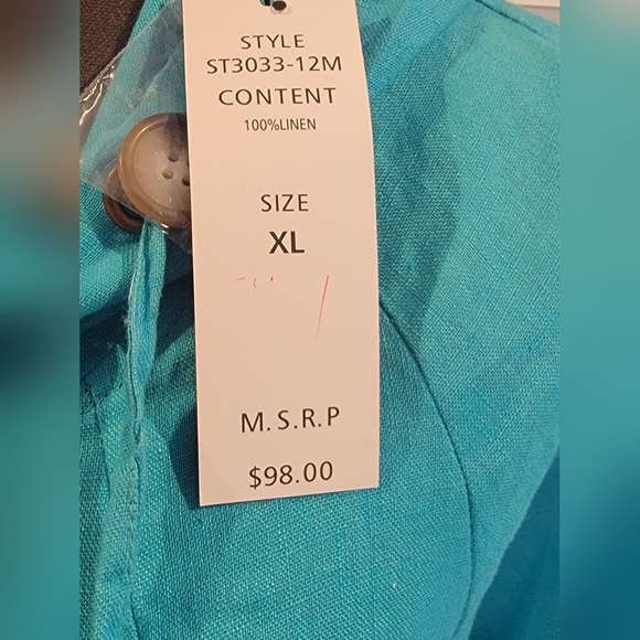 Super Cute Linen Teal Button-Up Hooded Jacket Size XL - Picture 3 of 15